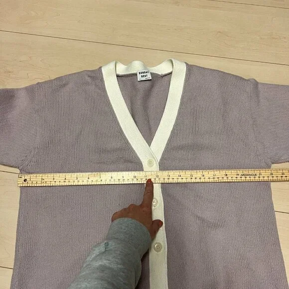 Aritzia Sunday Best Ellis Varsity Cardigan Sweater Sz M Pink - Picture 8 of 11